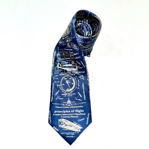 Museum Artifacts Tie Necktie OS Navy Wright‎ Brothers 100% Silk Pilots History